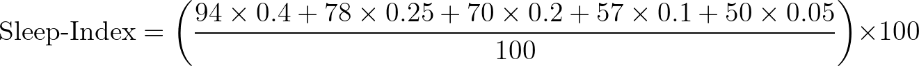 Example sleep index calculation (1)