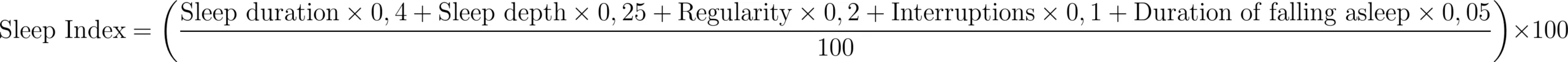 Formula SleepIndex Calculation